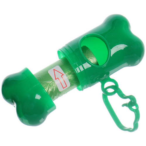 Контейнер с пакетами для уборки за собакой с карабином,цвет зеленый Ultramarine_4