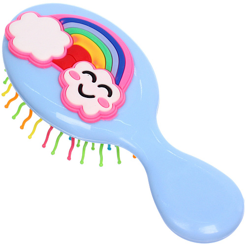 Расческа массажная детская МИЛА, радуга, цвет голубой, 145,5см (блистер)_3