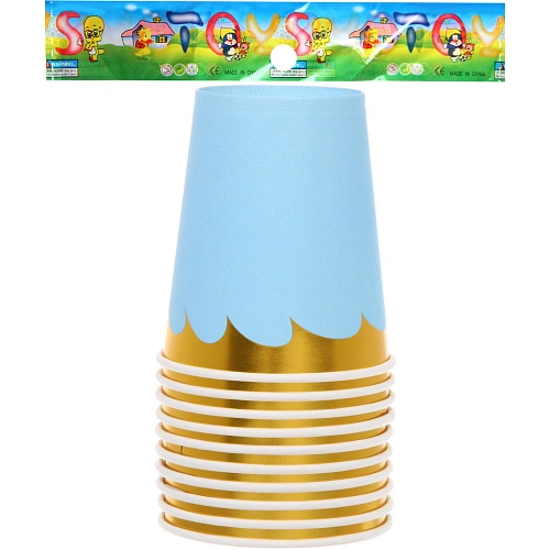 Стакан бумажный 0,2л в наборе 10 шт Праздничный день, голубой_4