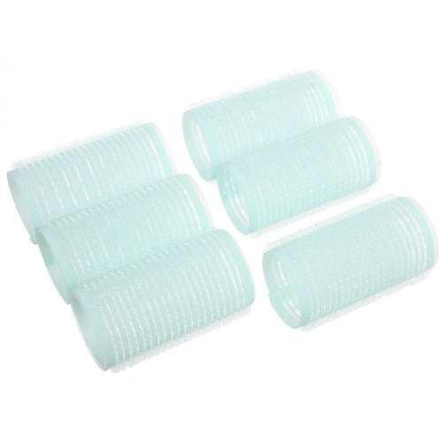 Бигуди липучки, 6шт., однотонные, мятный, d-3см