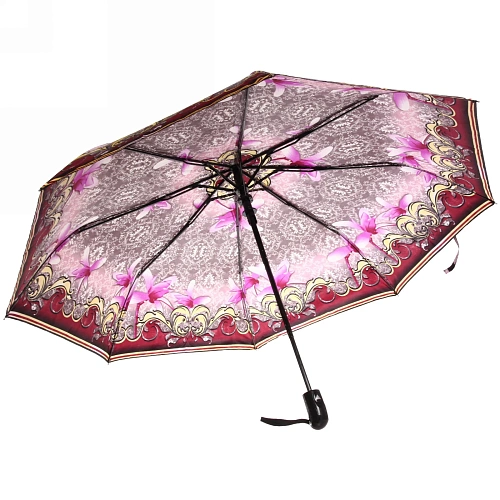 Зонт женский полуавтомат Ультрамарин - Венера, микс 6 цветов, 8 спиц, d-100см, длина в слож виде 28см, голубые цветы_21