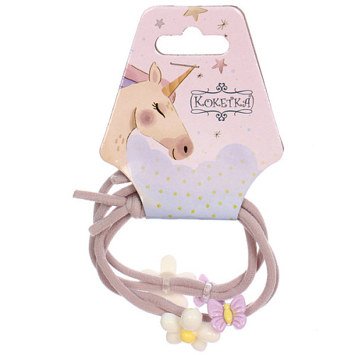 Резинки для волос 2шт МИМИШКА, бабочка, микс 5 цветов, d-5,5см (подвес Единорог)_7