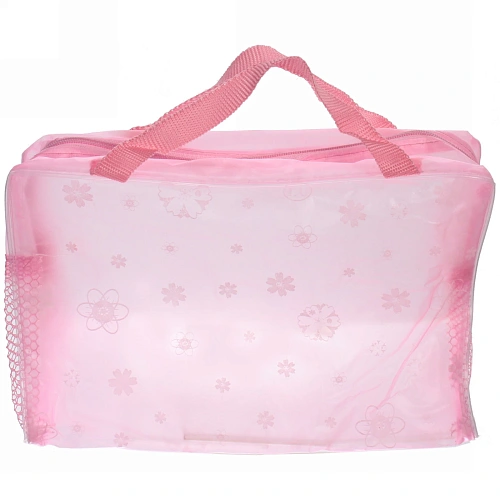 Косметичка Adventure - Feathers, ромашки, цвет розовый, текстильные ручки, 2417см_5