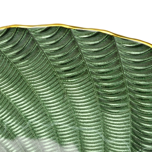 Тарелка стеклянная Фьюжн 32см изумрудный перламутр_5