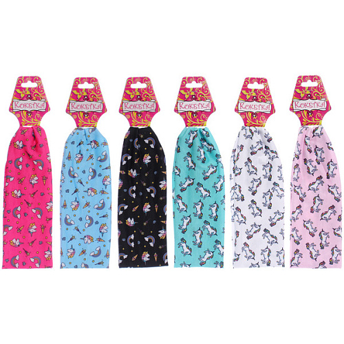 Повязка на голову детская "РОЗОВОЕ ОБЛОКО", звездопад, микс 6 цветов, 6,5*20см (подвес Кокетка)