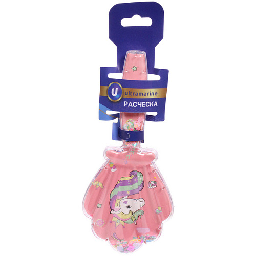 Расческа массажная детская ФРАТТИ БУМ, единорожек  Нейко, форма ракушка, 206,5см (блистер Ультрамарин)_3