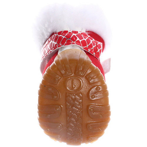 Ботинки зимние для животных МОДНЫЙ БРО, на липучке, цвет красный, размер 1, 4см_5