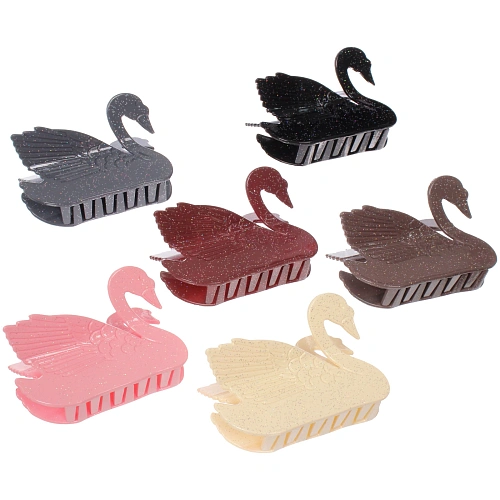 Заколка - краб для волос "AKS - VIENTO", микс 6 цветов, прямоугольник, 8*5,5см 