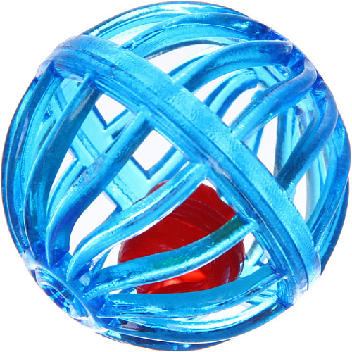 Игрушка - шарик для кошек ИГРУЛИК, колокольчик, цвет микс, d-4см, (пакет с подвесом)_6