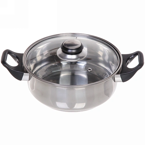 Кастрюля из нержавеющей стали "Cook" 1,8л со стеклянной крышкой 20*8см