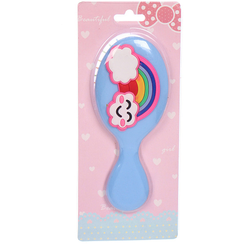 Расческа массажная детская МИЛА, радуга, цвет голубой, 145,5см (блистер)_5