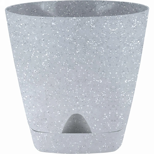 Горшок для цветов пластиковый 0,65л d-11см "Amsterdam" с прикорневым поливом, светлый камень