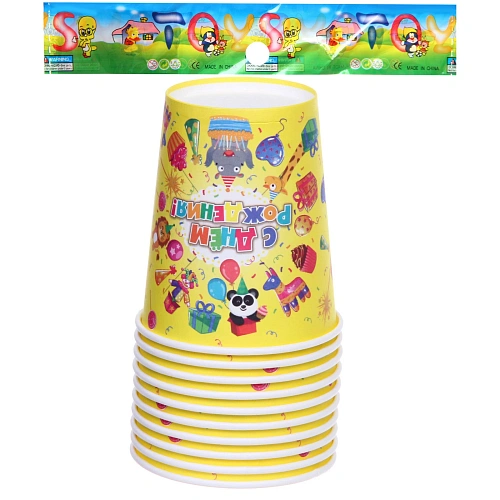 Стакан бумажный 0,2л в наборе 10 шт С днем рождения! Зверюшки_3