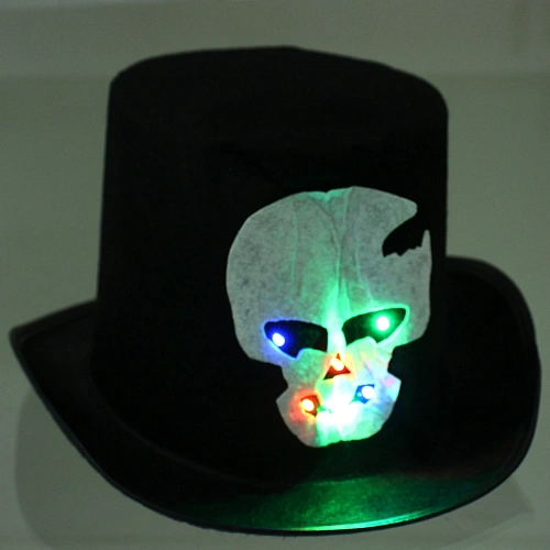 Шляпа карнавальная Helloween - Цилиндр череп с подсветкой_5