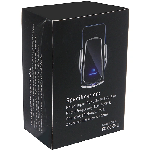 Держатель автомобильный для смартфонов с беспроводной зарядкой Q3, черный  (ак-р 300 mAh)_19