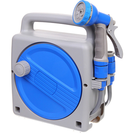 Катушка со шлангом и адаптерами "Grower"1/2" 10м серо-синяя AM5035