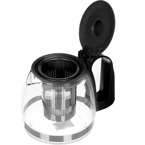 Чайник заварочный стеклянный 700 мл с металлическим ситом большая ручка Селфи, микс_14
