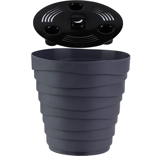 Кашпо для цветов пластиковое 2,25л d-18см Бархан Антрацит_2