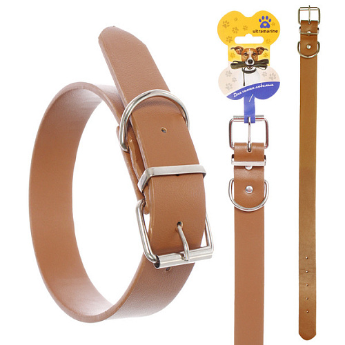 Ошейник для собак из искусственной кожи Стильный БРО, цвет коричневый, 362см (бирка)_2