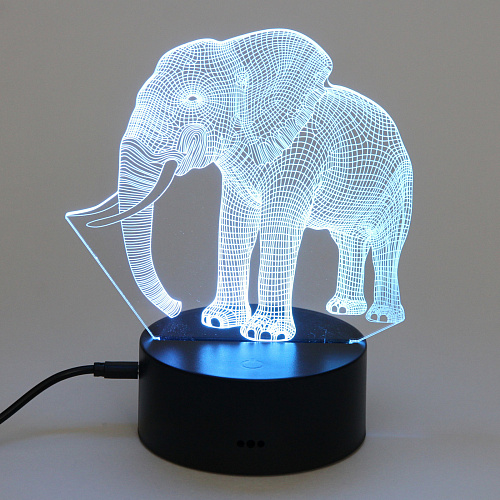 Светильник ночник 3D-Мамонт на пластиковой подставке, с включателем USB_4