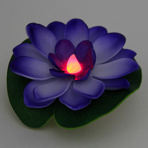 Растение водоплавающее Кувшинка d-10см с подсветкой от контакта с водой, фиолетовый_5