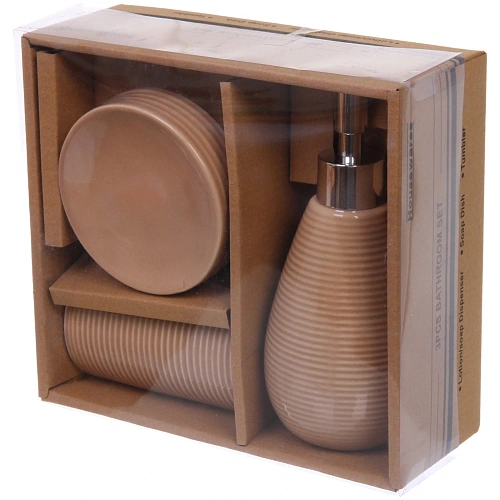 Набор для ванной из 3-х предметов керамический Сантана бежевый_3