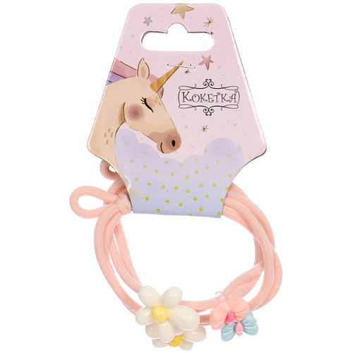 Резинки для волос 2шт МИМИШКА, бабочка, микс 5 цветов, d-5,5см (подвес Единорог)_3