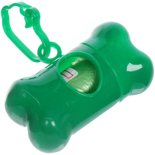 Контейнер с пакетами для уборки за собакой с карабином,цвет зеленый Ultramarine_3