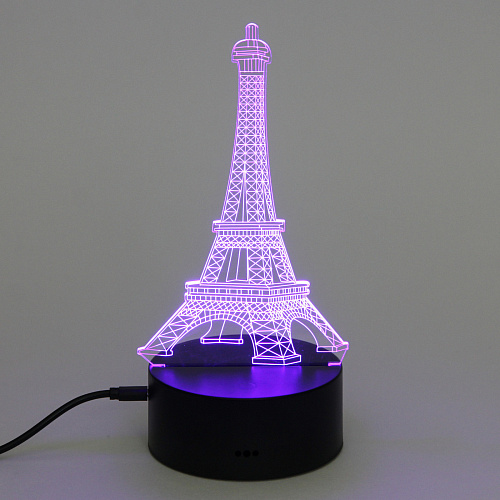 Светильник ночник 3D-Эйфелева башня на пластиковой подставке, с включателем USB_9