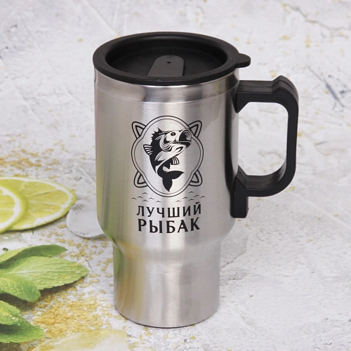 Термокружка 450мл, с подогревом от прикуривателя Лучший рыбак Серп и молот_4