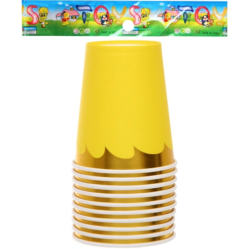 Стакан бумажный 0,2л в наборе 10 шт Праздничный день, желтый_3