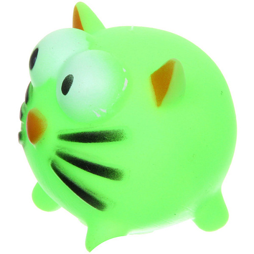 Игрушка резиновая с пищалкой Котик, цвет зеленый, 7,5см (лейбл)_3