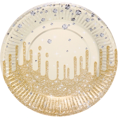 Тарелка бумажная 18 см в наборе 10 шт "Галактика", Шампань