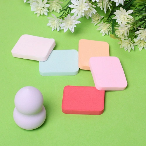 Спонж капля и 5 спонжиков тонких для макияжа и контуринга Beauty-Puff, цвет фиолетовый, 8,557_5