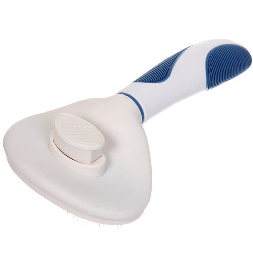 Расческа - пуходёрка для животных ЛАПУСИКИ, коллекция БРО, прорезиненная ручка, цвет белыйголубой, 115215см (блистер)_7