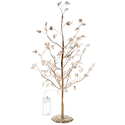 Дерево декоративное Зимнее чудо 50 cм, (с подсветкой на батарейках 2хАА), Золото_5