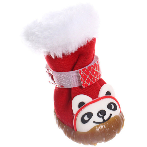 Ботинки зимние для животных МОДНЫЙ БРО, на липучке, цвет красный, размер 4, 5,5см_5