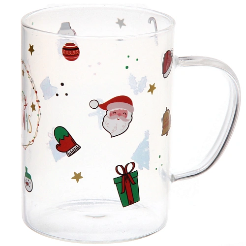 Кружка стеклянная 450мл Тепло праздника, микс рисунков_7