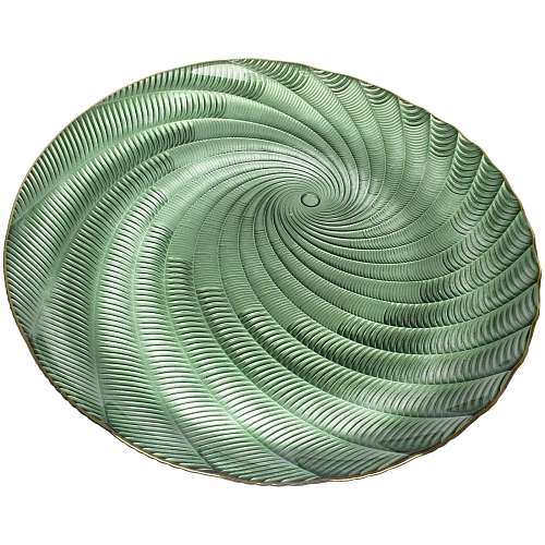Тарелка стеклянная Фьюжн 32см изумрудный перламутр_3