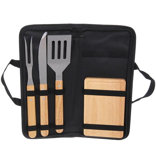 Набор для гриля и барбекю из 4 предметов в футляре BBQ-317 вилка, лопатка,нож,доска_3