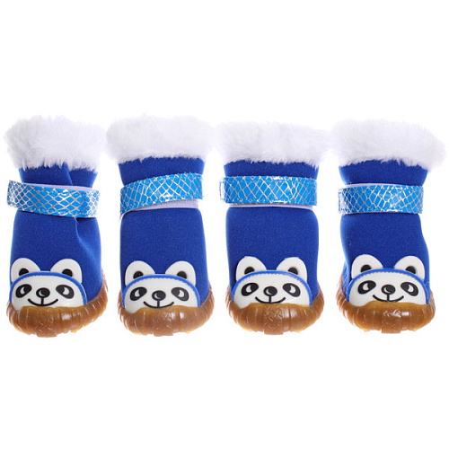 Ботинки зимние для животных МОДНЫЙ БРО, на липучке, цвет синий, размер 5, 6см_6