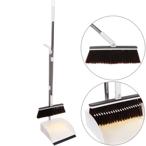 Набор для уборки, щетка для пола с совком "Disco" белый 1103