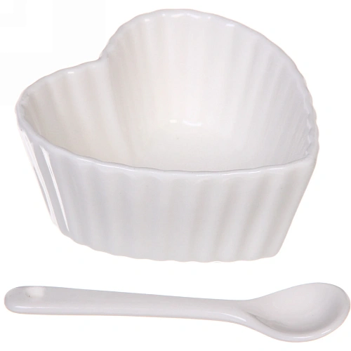 Набор соусников White magic 4шт с ложками Сердечки_5