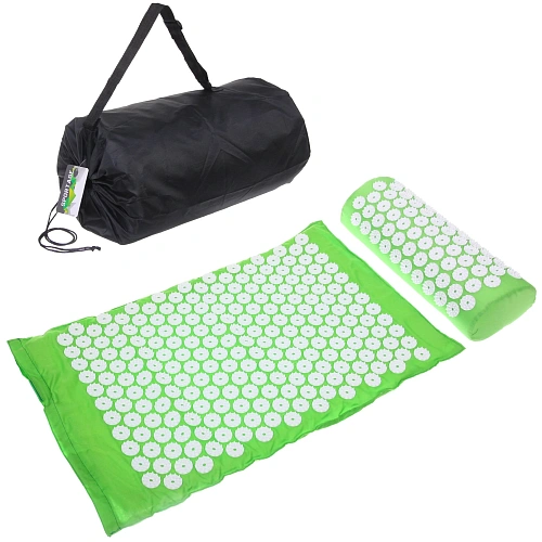 Акупунктурный набор (коврик игольчатый 64х40х2 см и валик 37х15х10 см в сумочке), зеленый