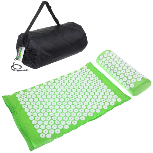 Акупунктурный набор (коврик игольчатый 64х40х2 см и валик 37х15х10 см в сумочке), зеленый