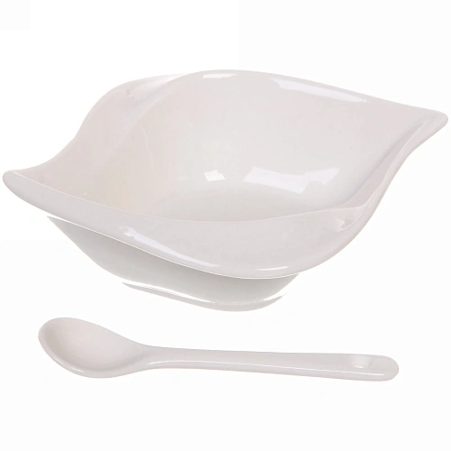 Набор соусников White magic 4шт с ложками Листок_4