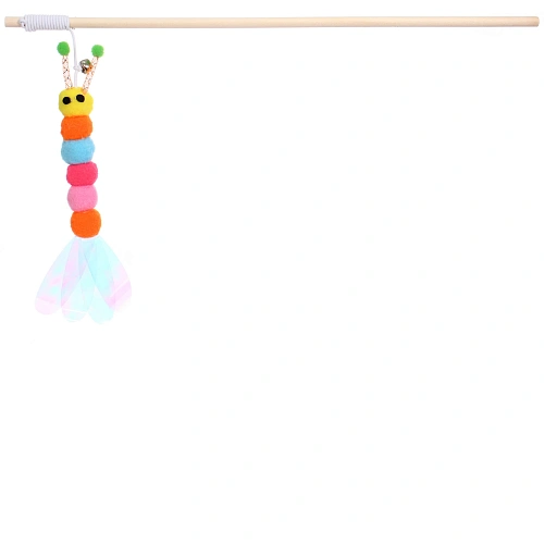 Игрушка - дразнилка на палочке ЦапЦап, гусиничка с колокольчиком, цвет как на фото, 40см ( пакет с подвесом)_4