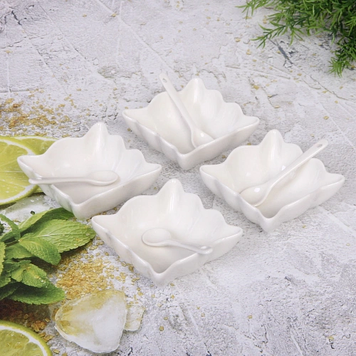 Набор соусников White magic 4шт с ложками Волны_4