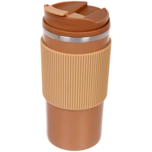 Термокружка 450мл "Стиль" с силиконовой вставкой, цвет горчичный