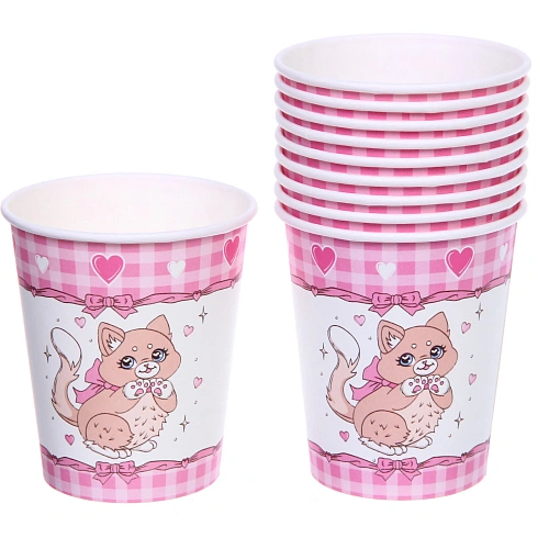 Стакан бумажный 0,2л в наборе 10 шт "Милый котенок"